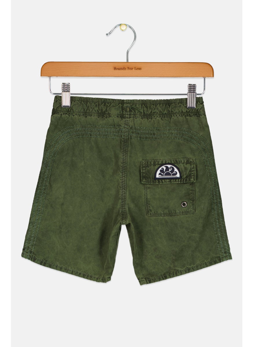 Kids Boy Brand Logo Basic Shorts, Green