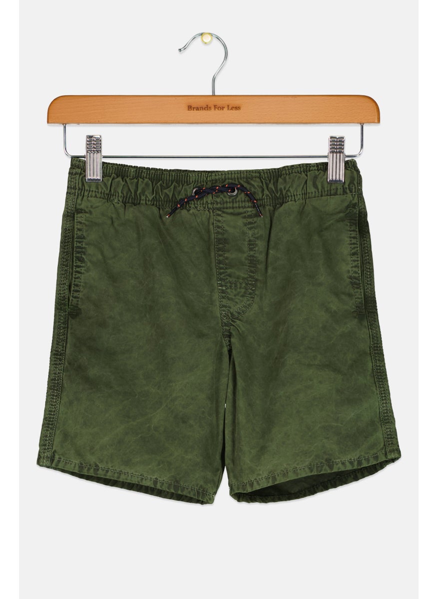 Kids Boy Brand Logo Basic Shorts, Green