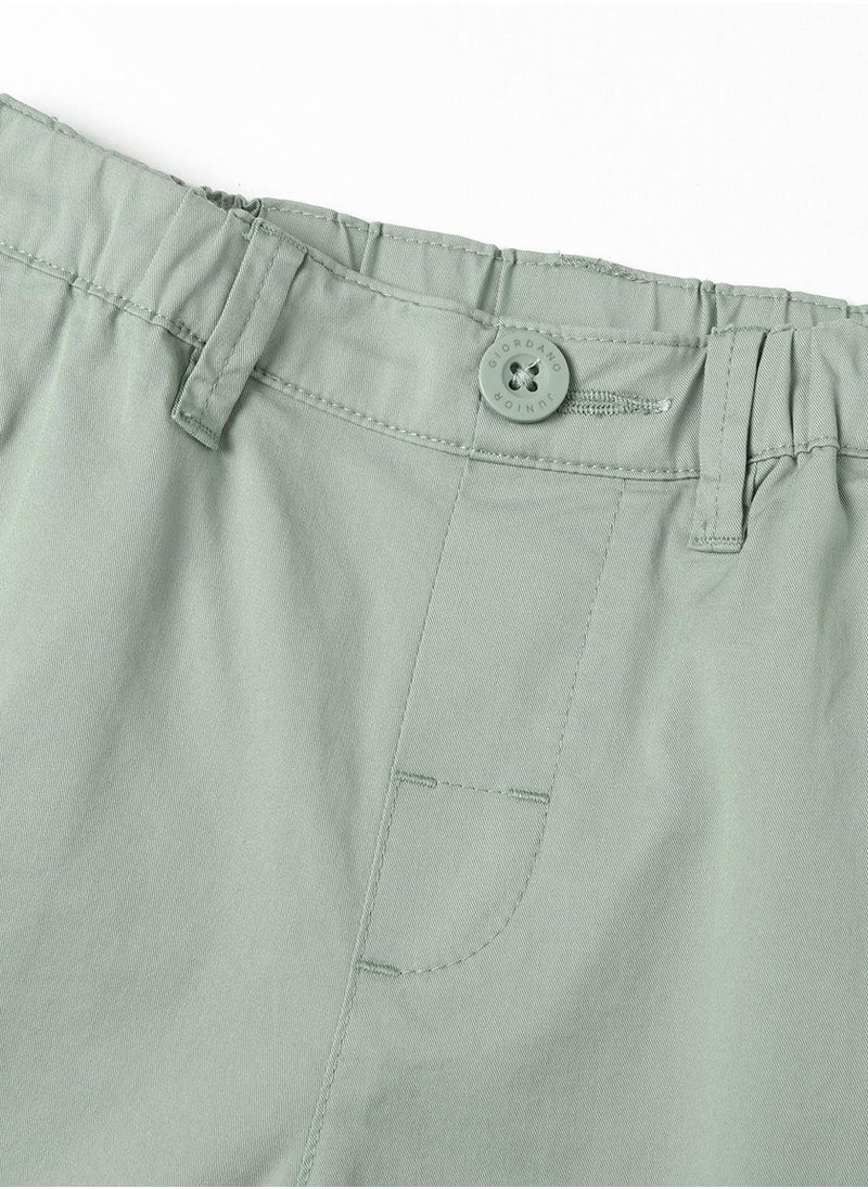 Junior Twill Mid Rise Comfort Elastic Waist Cool Feeling Shorts