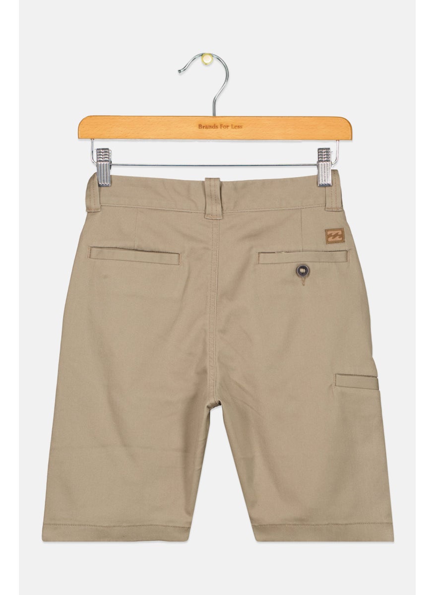 Toddlers Boy Solid Shorts, Dark Khaki