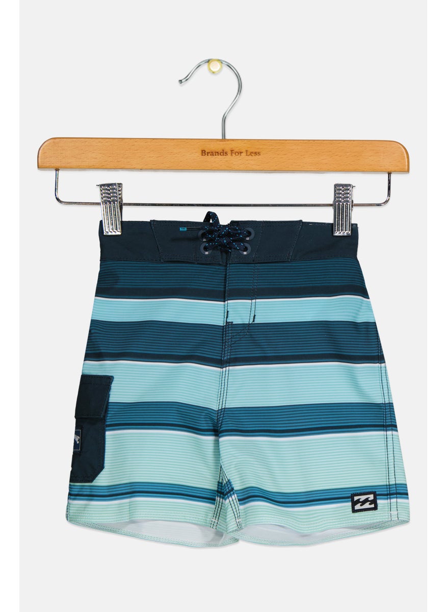 Toddlers Boy Micro Stripe Board Shorts, Navy