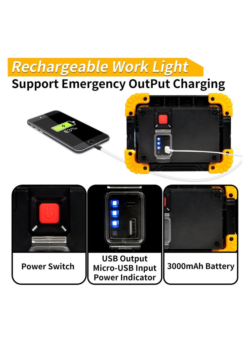 LED Camping Lights Rechargeable, 3000mAh Portable Work Light Rechargeable, 2000LM Portable Outdoor Security Light with PowerBank LED Torch for Emergency, Power Cuts, Tents