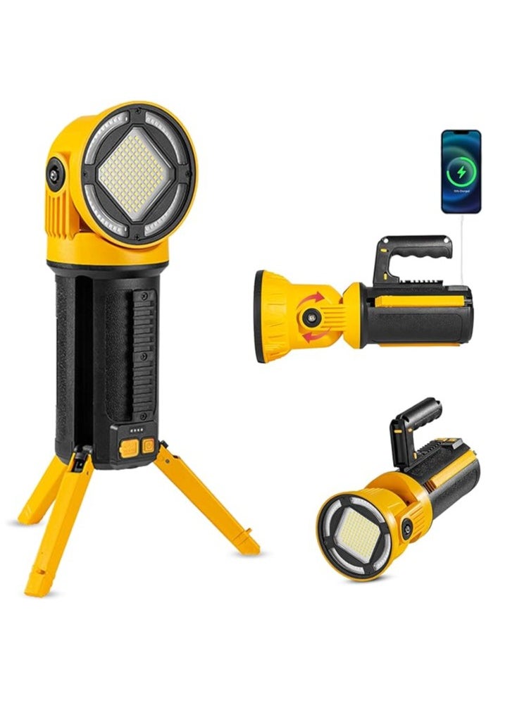 W5165-2 Rechargeable LED Work Light – 3200LM Super Bright, 180° Rotatable Head, 5 Lighting Modes, 4500mAh Battery, IPX5 Waterproof, Foldable Stand & Detachable Handle – Ideal for Garage, Camping, and Emergencies