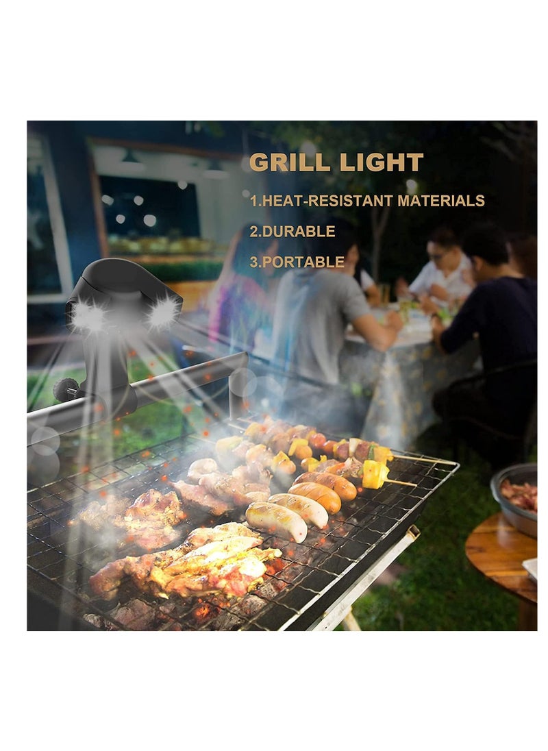 Grill Light For Bbq, Gifts For Men Father, 180° Durable Flexible Barbecue Light For Night Outdoor, 10 Super Bright Led Lamps Grill Lighting Accessories For Grill Handle, Not Included Battery