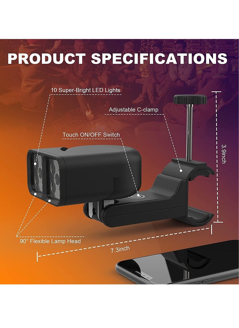 Grill Light For Bbq, Gifts For Men Father, 180° Durable Flexible Barbecue Light For Night Outdoor, 10 Super Bright Led Lamps Grill Lighting Accessories For Grill Handle, Not Included Battery