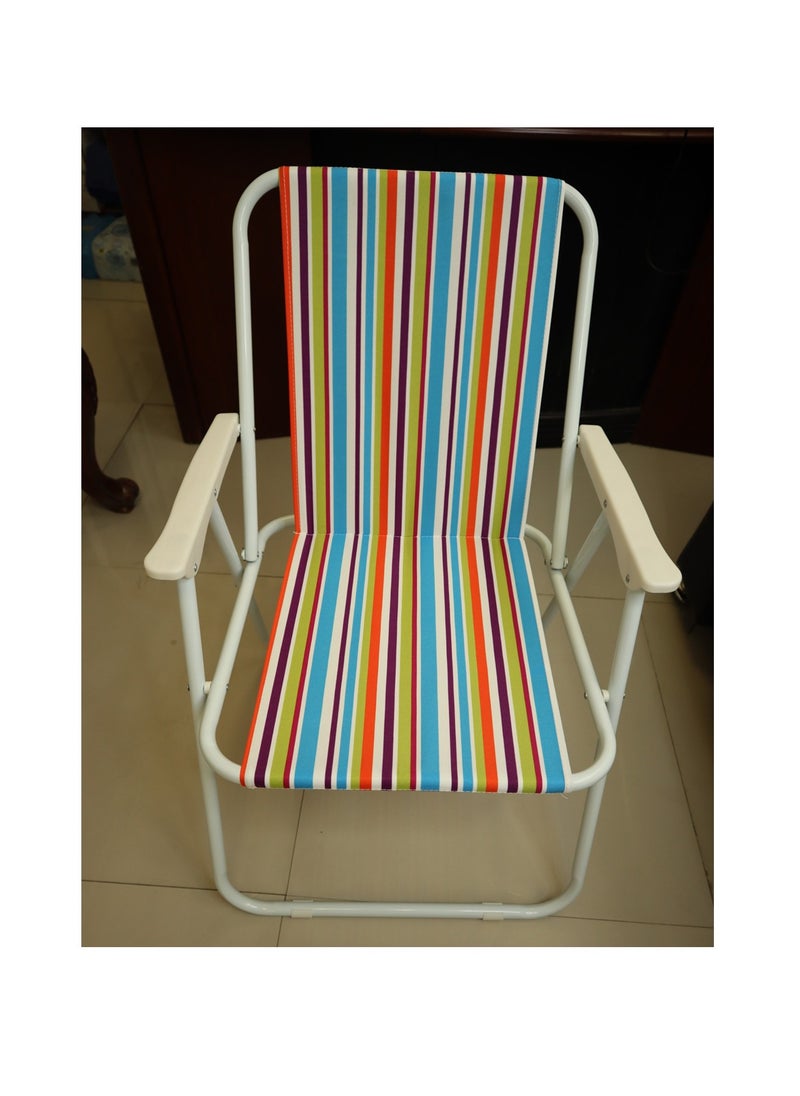 1 Piece Beach Chair Foldable Camping Chair For Outdoor Camp Beach Travel Picnic Hiking, Multicolor 47X48X67CM