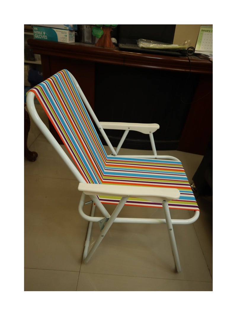 1 Piece Beach Chair Foldable Camping Chair For Outdoor Camp Beach Travel Picnic Hiking, Multicolor 47X48X67CM