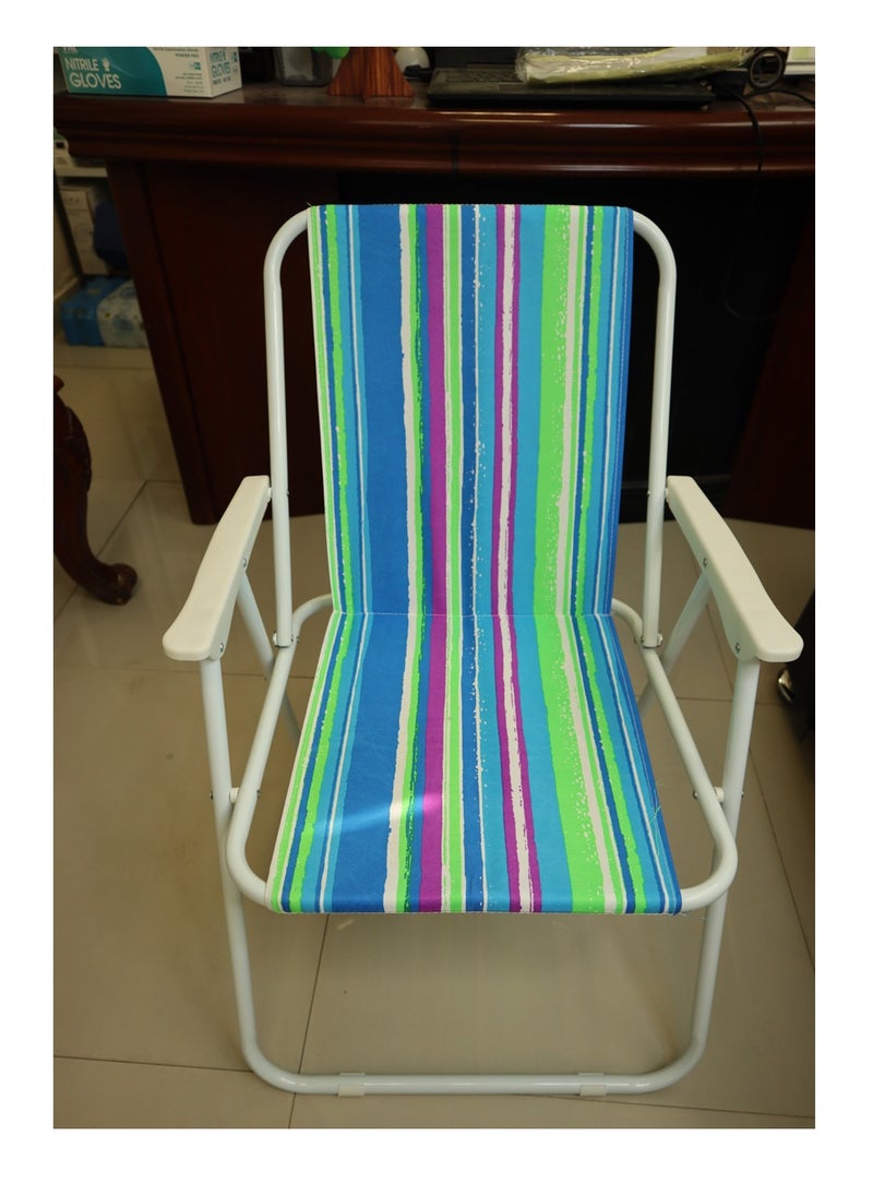 1 Piece Beach Chair Foldable Camping Chair For Outdoor Camp Beach Travel Picnic Hiking, Multicolor 47X48X67CM