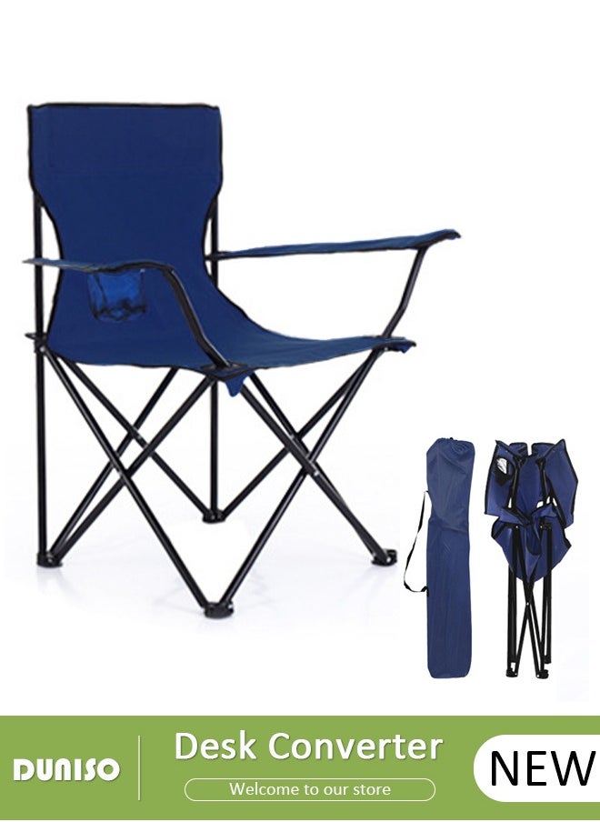 Heavy Duty Folding Camping Chair with Side Pockets and with Carry Bag, Garden Fish Chair Oxford Fabric Chair Outdoor Lounge Chair for Fishing, Camping, Picnics, BBQs, Beach & Outdoor Activities