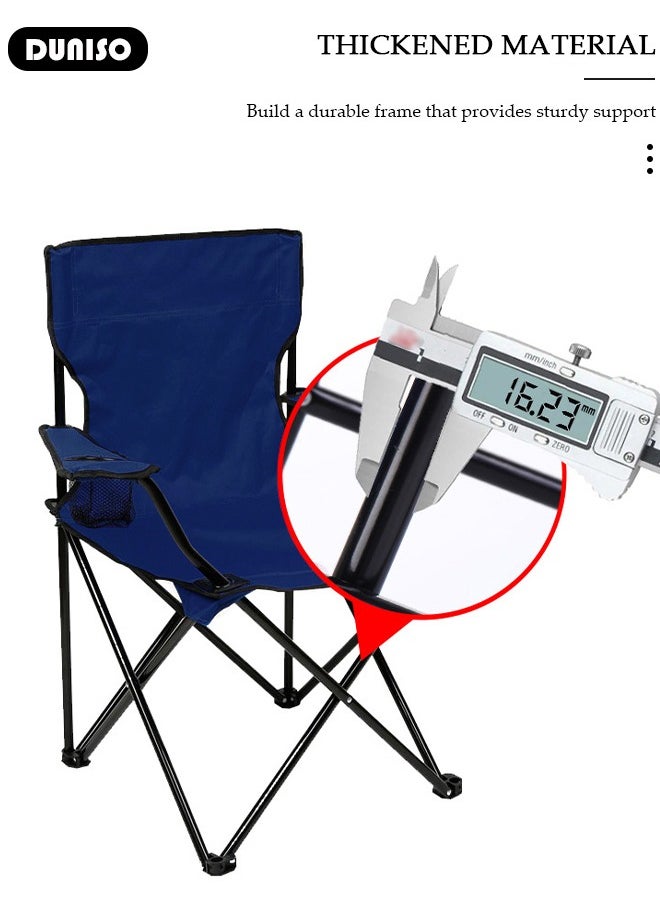 Heavy Duty Folding Camping Chair with Side Pockets and with Carry Bag, Garden Fish Chair Oxford Fabric Chair Outdoor Lounge Chair for Fishing, Camping, Picnics, BBQs, Beach & Outdoor Activities