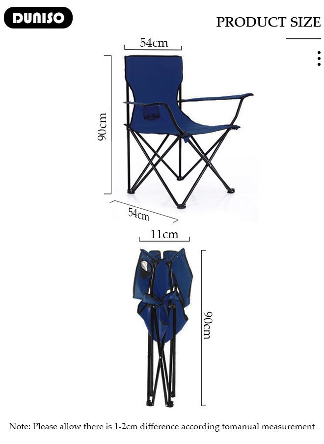 Heavy Duty Folding Camping Chair with Side Pockets and with Carry Bag, Garden Fish Chair Oxford Fabric Chair Outdoor Lounge Chair for Fishing, Camping, Picnics, BBQs, Beach & Outdoor Activities