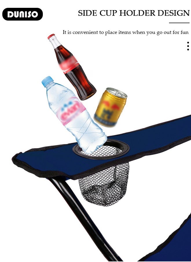 Heavy Duty Folding Camping Chair with Side Pockets and with Carry Bag, Garden Fish Chair Oxford Fabric Chair Outdoor Lounge Chair for Fishing, Camping, Picnics, BBQs, Beach & Outdoor Activities