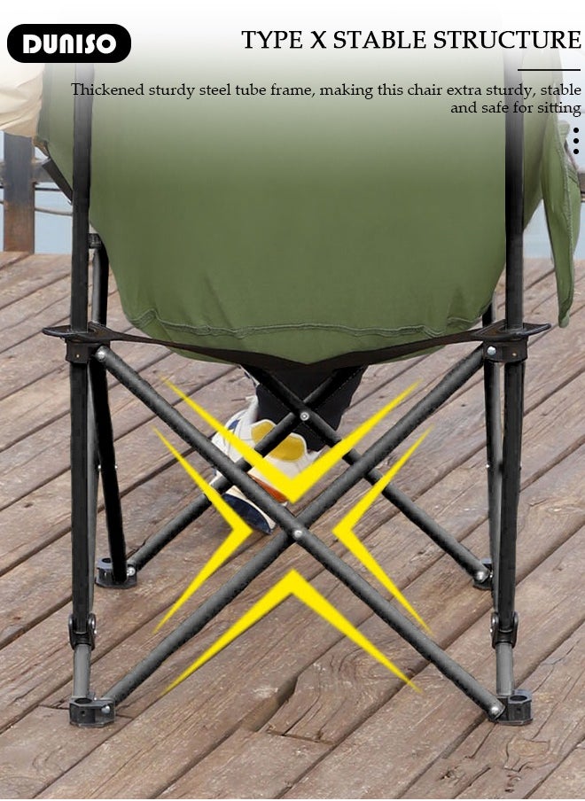 Heavy Duty Folding Camping Chair with Side Pockets and with Carry Bag, Garden Fish Chair Oxford Fabric Chair Outdoor Lounge Chair for Fishing, Camping, Picnics, BBQs, Beach & Outdoor Activities