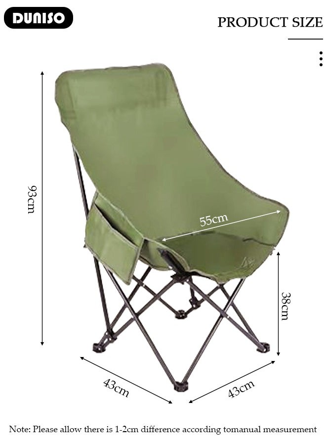 Heavy Duty Folding Camping Chair with Side Pockets and with Carry Bag, Garden Fish Chair Oxford Fabric Chair Outdoor Lounge Chair for Fishing, Camping, Picnics, BBQs, Beach & Outdoor Activities