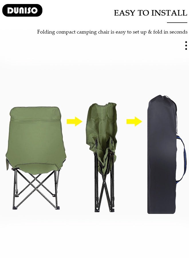 Heavy Duty Folding Camping Chair with Side Pockets and with Carry Bag, Garden Fish Chair Oxford Fabric Chair Outdoor Lounge Chair for Fishing, Camping, Picnics, BBQs, Beach & Outdoor Activities