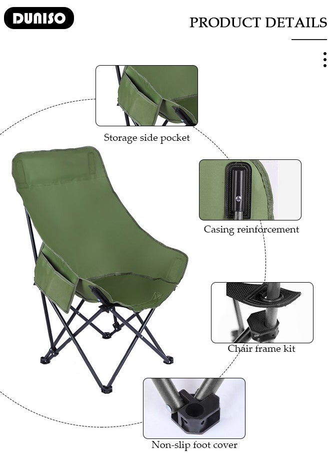 Heavy Duty Folding Camping Chair with Side Pockets and with Carry Bag, Garden Fish Chair Oxford Fabric Chair Outdoor Lounge Chair for Fishing, Camping, Picnics, BBQs, Beach & Outdoor Activities