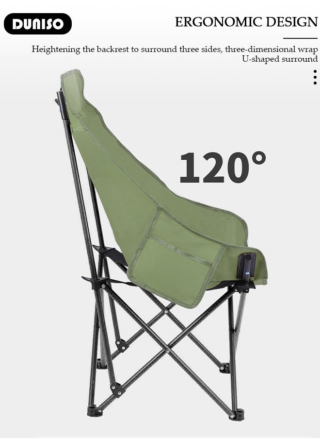 Heavy Duty Folding Camping Chair with Side Pockets and with Carry Bag, Garden Fish Chair Oxford Fabric Chair Outdoor Lounge Chair for Fishing, Camping, Picnics, BBQs, Beach & Outdoor Activities