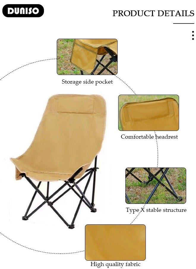 Heavy Duty Folding Camping Chair with Side Pockets and with Carry Bag, Garden Fish Chair Oxford Fabric Chair Outdoor Lounge Chair for Fishing, Camping, Picnics, BBQs, Beach & Outdoor Activities