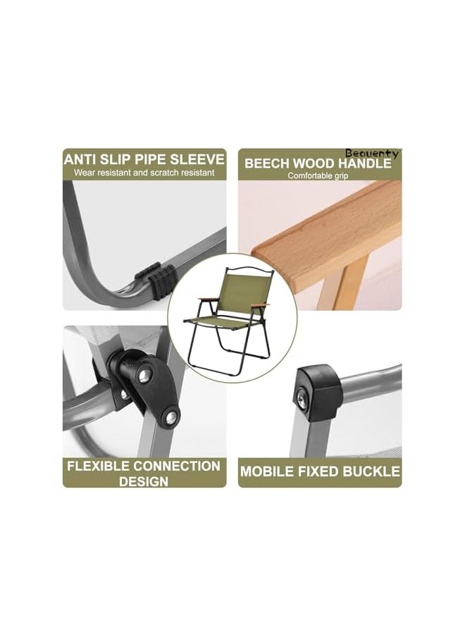 Folding Camping Chair, Outdoor Beach Chair With Solid Wood Armrest, Portable Ultralight Collapsible Fishing Chair, Lawn Adults Chairs For Garden,Beach, Backyard, Pool And Picnic (Style 1)