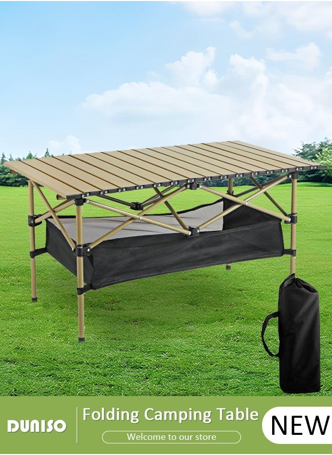 Folding Outdoor Camping Table, Portable Picnic Camping Table  with Storage Pocket, Aluminum Roll-up Table with Easy Carrying Bag for Indoor,Outdoor,Camping, Beach,Backyard, BBQ, Party, Patio, Picnic(120 * 55 * 50cm)