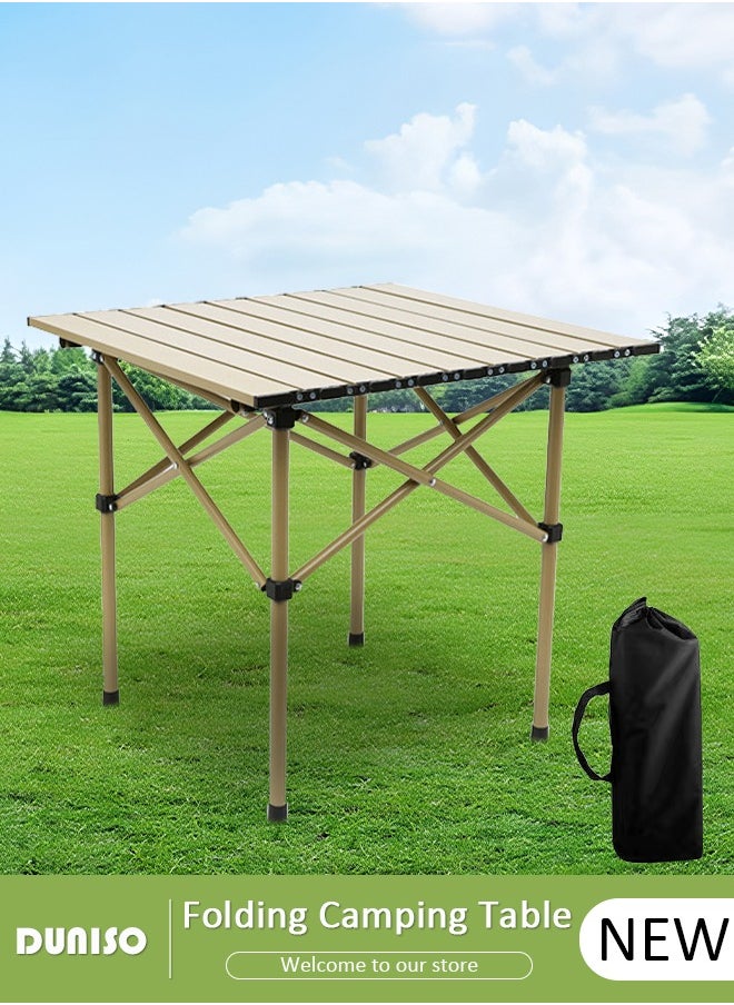 Portable Camping Table,Ultralight Small Folding Table with Aluminum Table Top and Carry Bag, Beach Table for Outdoor, Picnic, BBQ, Cooking, Home Use (53*50*50cm)