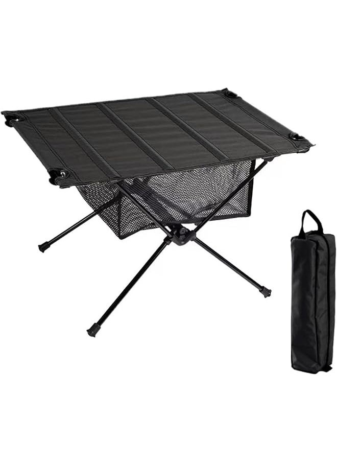 Black Aluminum Outdoor Folding Portable Picnic Camping Table, with Easy Carrying Bag and Storage Organizer Net for Indoor,Outdoor,Camping, Beach,Backyard, BBQ, Party, Patio, Picnic