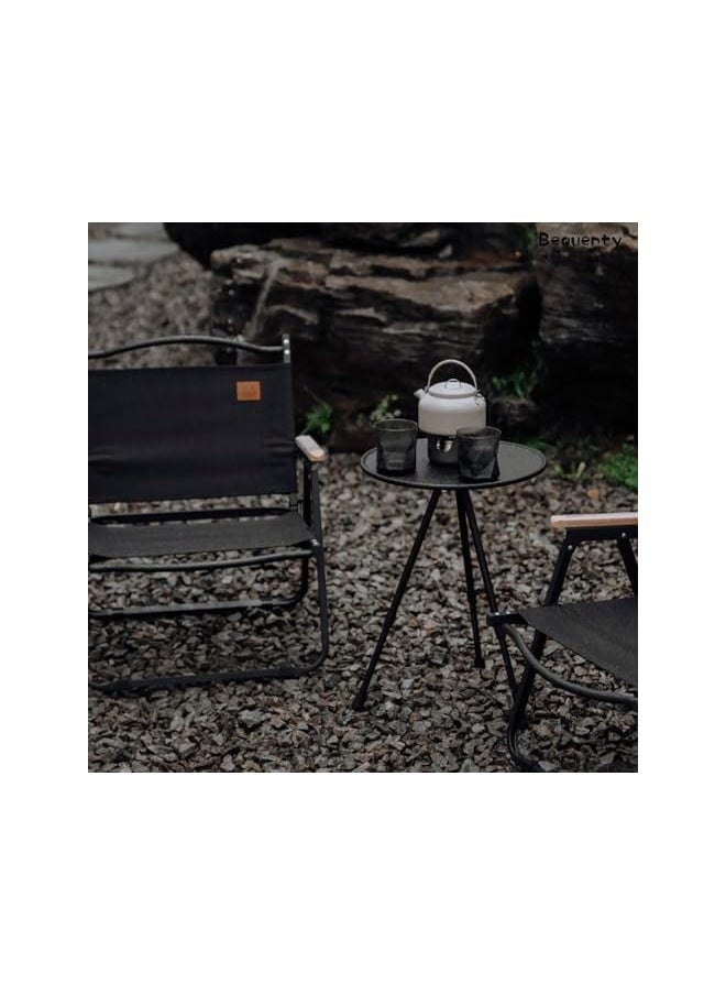 Height Adjustable Camping Table, Lightweight Portable Outdoor Table With Carrying Bag, 38Cm Waterproof Abs Tabletop, Aluminium Alloy Tripod Support (Black)