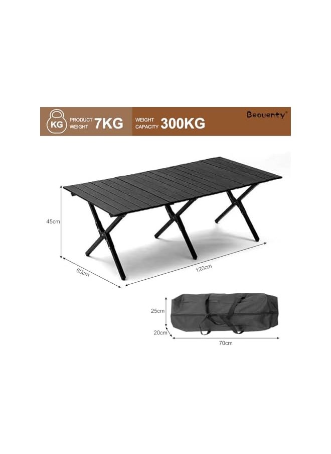 Portable Outdoor Table, 120 * 60Cm Lightweight Folding Camping Picnic Table For Outdoor Camping, Beach, Bbq, Party (Black)