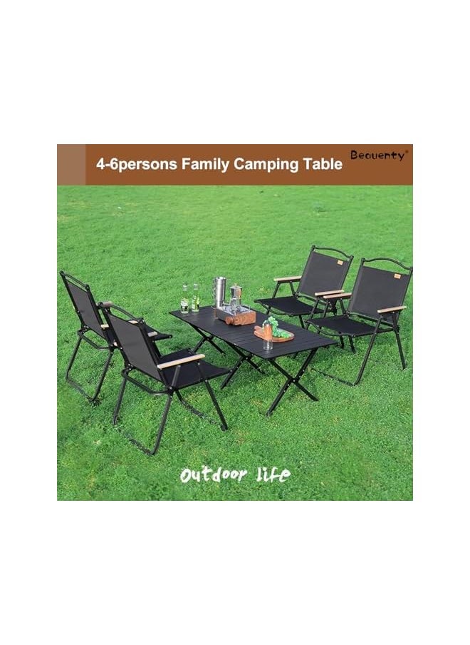 Portable Outdoor Table, 120 * 60Cm Lightweight Folding Camping Picnic Table For Outdoor Camping, Beach, Bbq, Party (Black)