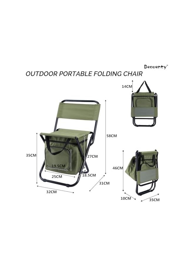 Outdoor Folding Fishing Stool, Camping Chair Stool, Backrest Chair For Travel, Hiking, Camping, Bbq, Fishing, 35 * 28 * 58Cm(Style 2)