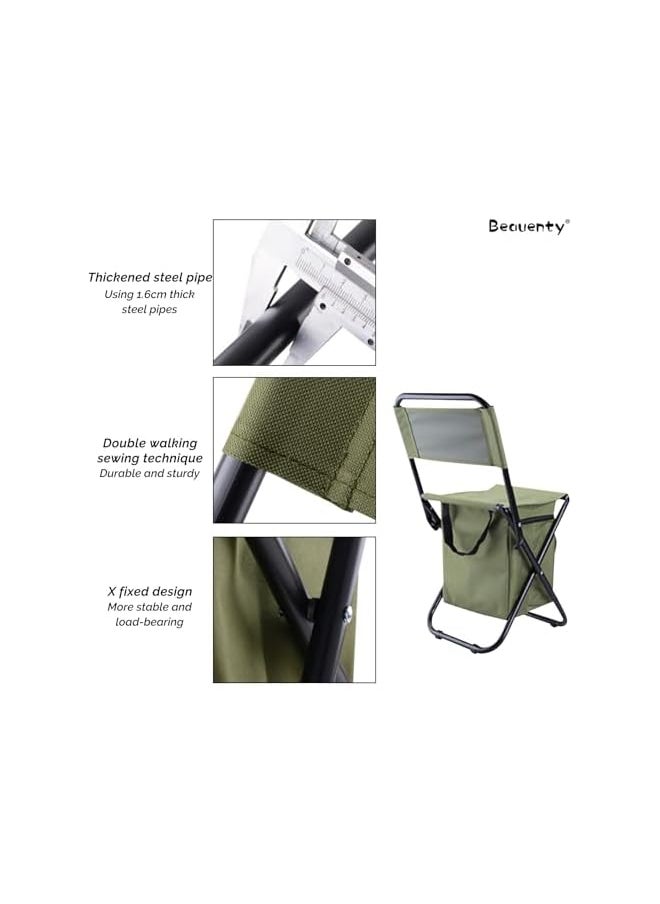 Outdoor Folding Fishing Stool, Camping Chair Stool, Backrest Chair For Travel, Hiking, Camping, Bbq, Fishing, 35 * 28 * 58Cm(Style 2)
