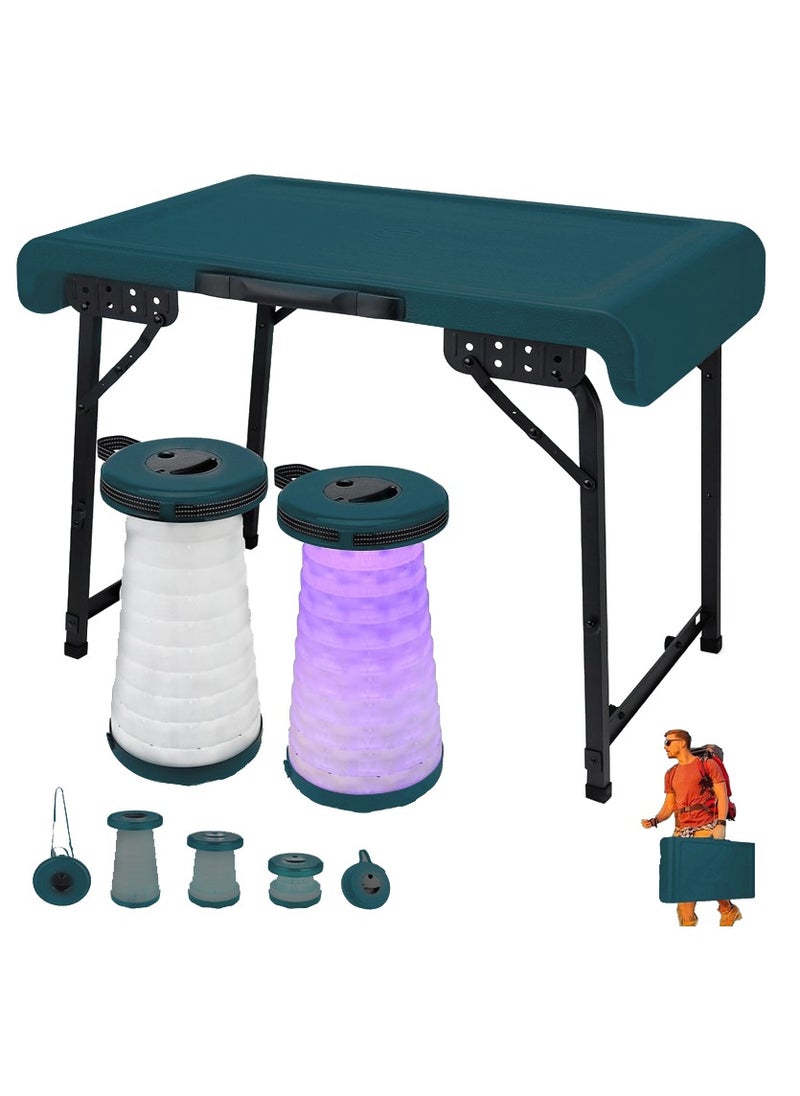 Outdoor Foldable Table and 2 Stools Set