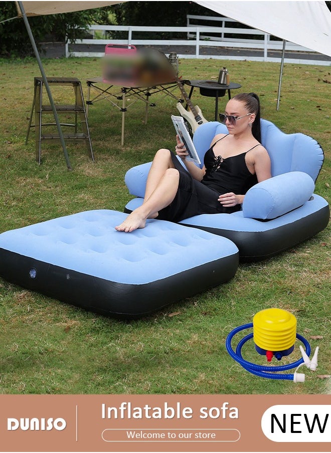 Folding Portable Inflatable Sofa Bed,5 in1 Inflatable Bed Lazy Sofa, Outdoor Portable Travel Air Sofa Bed, Wilderness Camping Sleeping Lounge Chair,Waterproof Inflatable Bed, for Travelling, Outdoor, Camping, Hiking, Beach Parties, Picnic