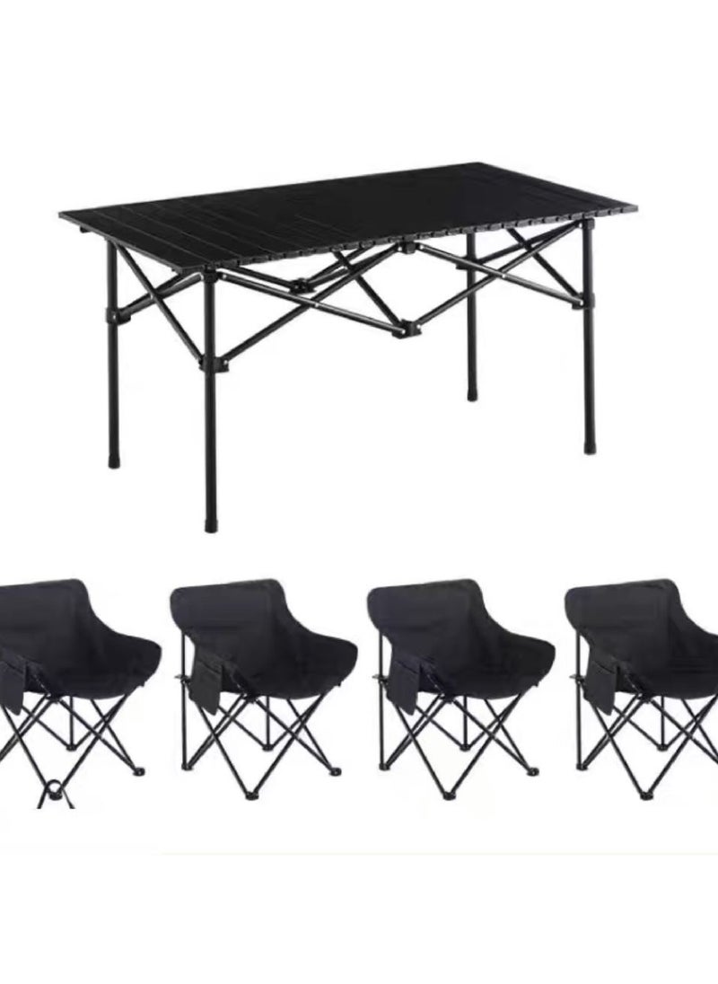 Outdoor Picnic Camping Portable Folding Table and Chair Set includes 4 chairs and 1 table