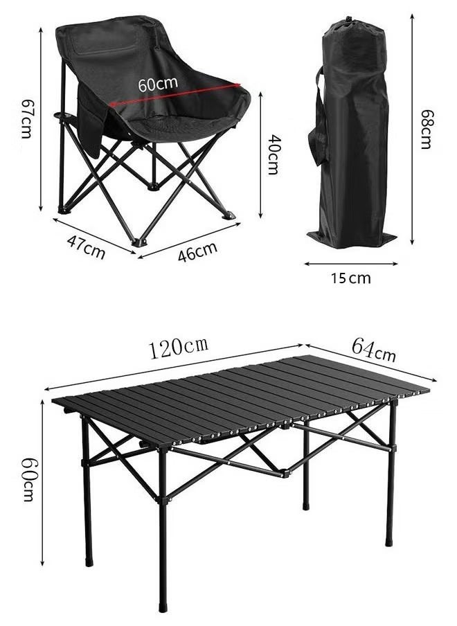 Outdoor Picnic Camping Portable Folding Table and Chair Set includes 4 chairs and 1 table