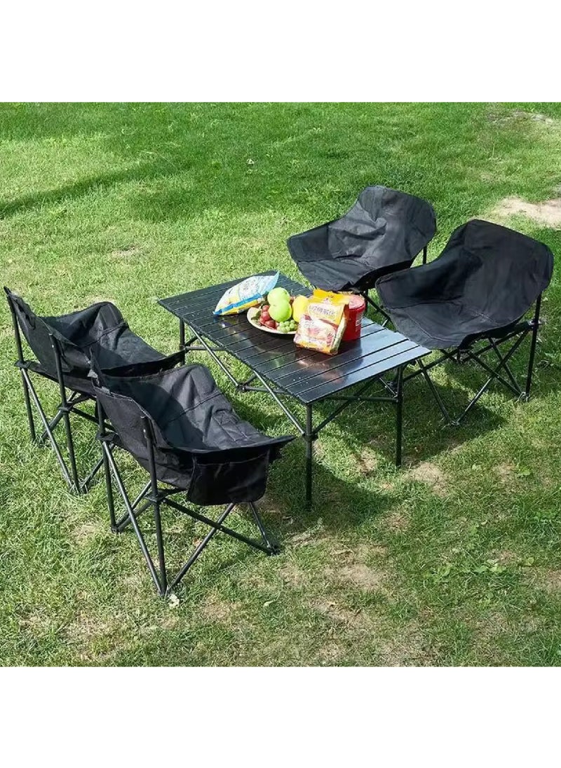 Outdoor Picnic Camping Portable Folding Table and Chair Set includes 4 chairs and 1 table