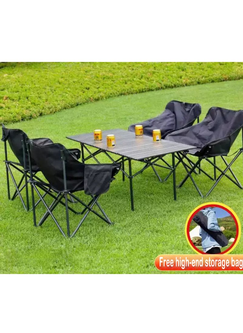 Outdoor Picnic Camping Portable Folding Table and Chair Set includes 4 chairs and 1 table