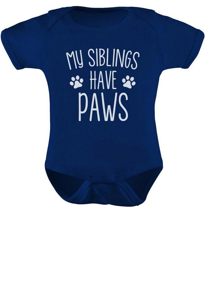 Tstars My Siblings Have Paws Dog Cat Sibling Outfits Funny Baby Boy Girl Bodysuit Newborn Navy