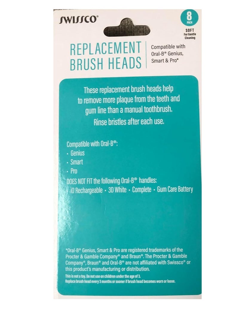 Swissco Replacement Brush Heads (compatible with Oral-B Genius, Smart & Pro)