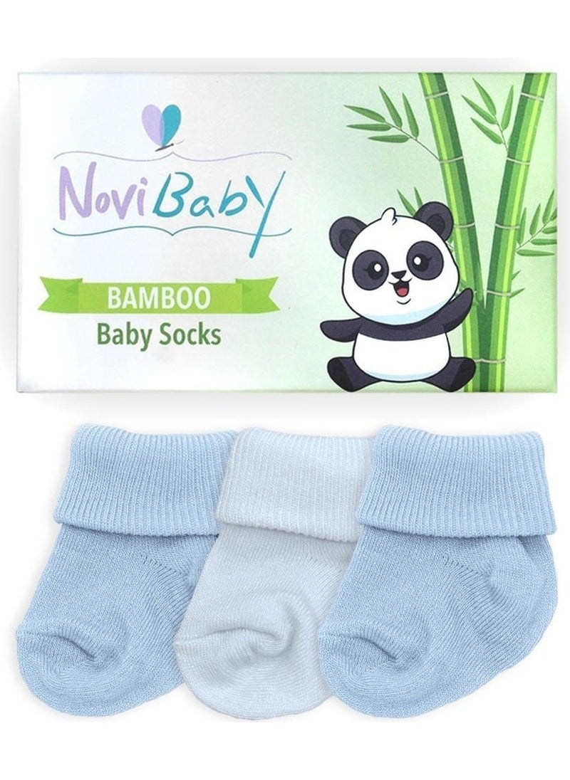 3-Piece Bamboo Newborn Baby Socks Sky