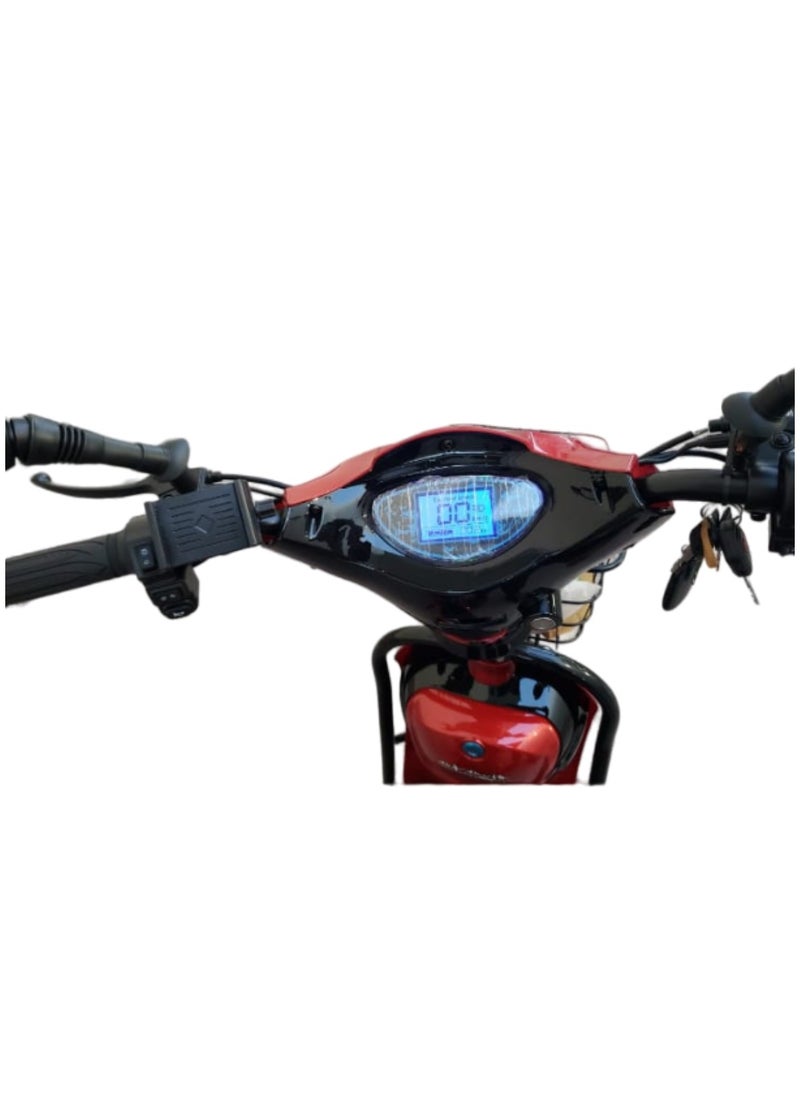 Electric Bike With Grocery Basket With Strong Battery Red 16 size Tyre