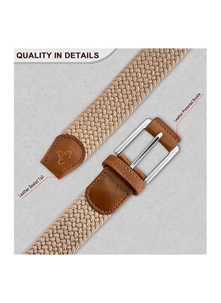 Stretch Belt Men,Mens Gift Woven Braided Web Belt 1 3/8 for Golf Casual Pants Shirts Jeans