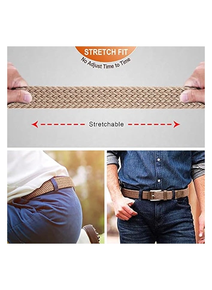 Stretch Belt Men,Mens Gift Woven Braided Web Belt 1 3/8 for Golf Casual Pants Shirts Jeans