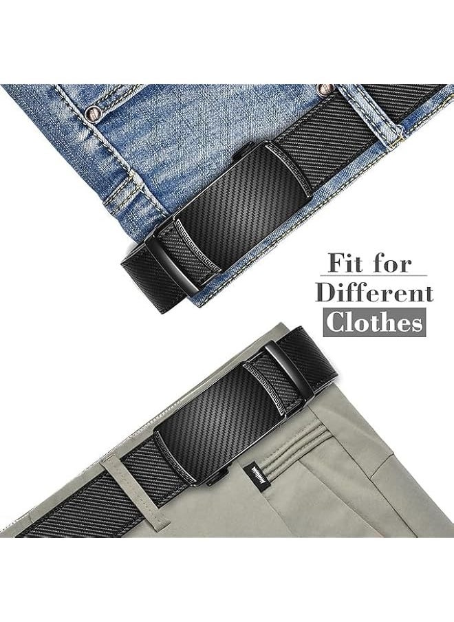 Mens Belt Leather Ratchet Belt For Men Dress and Casual with Adjustable Buckle Slide Belt, Trim to Fit