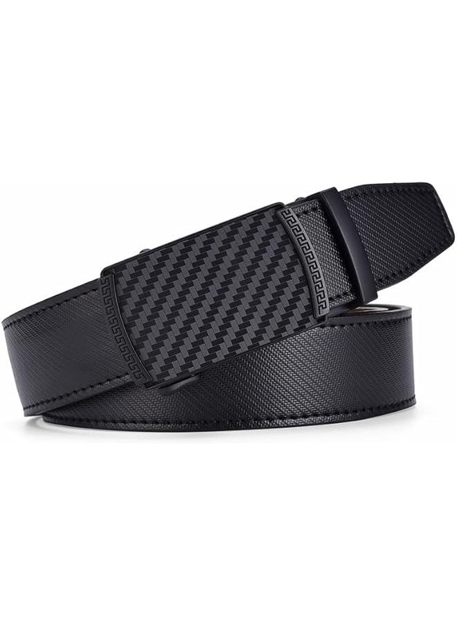 Mens Belt Leather Ratchet Belt For Men Dress and Casual with Adjustable Buckle Slide Belt, Trim to Fit