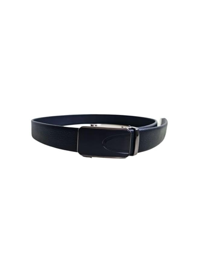 Men's Leather Strap Belt with Pin Buckle for Casual or Formal Attire-Black