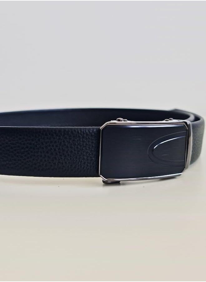 Men's Leather Strap Belt with Pin Buckle for Casual or Formal Attire-Black