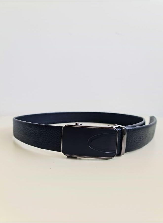 Men's Leather Strap Belt with Pin Buckle for Casual or Formal Attire-Black