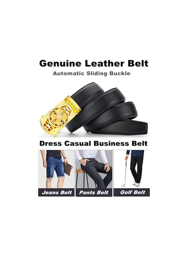 Ratchet Leather Belts for Men Dress Casual Belt, Cut To Fit, Adjustable Business Casual Belt