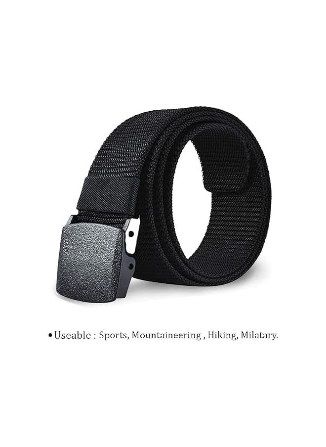 Overs Nylon Belt for Men's BLK 130CM,Tactical Belt Webbing Canvas Out door web Belt with Automatic click Buckle Can Pruning Enclosed in an Elegant Gift Box